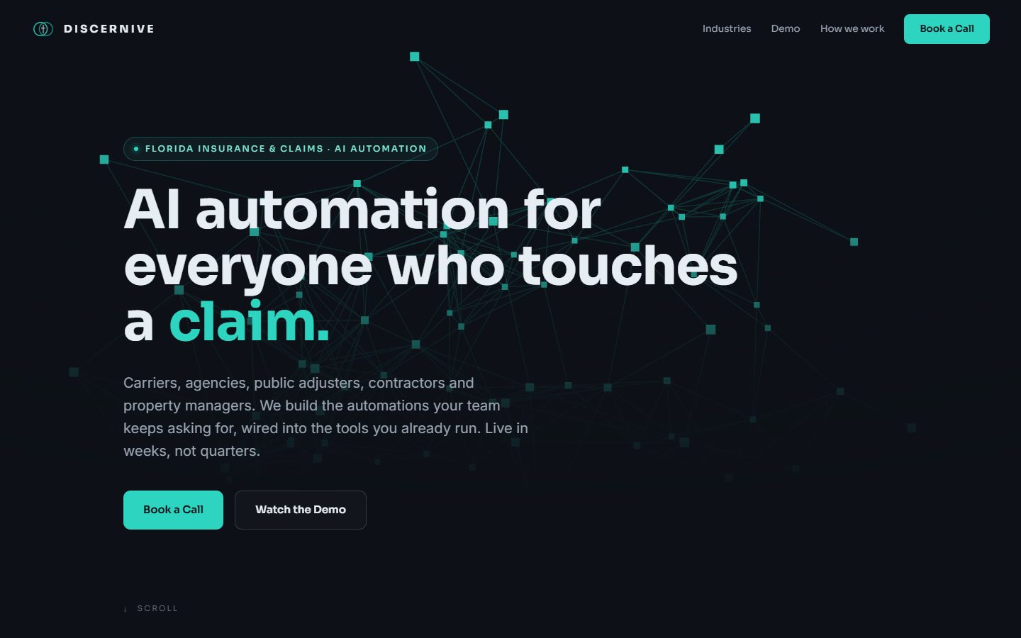 Discernive homepage: AI automation for everyone who touches a claim